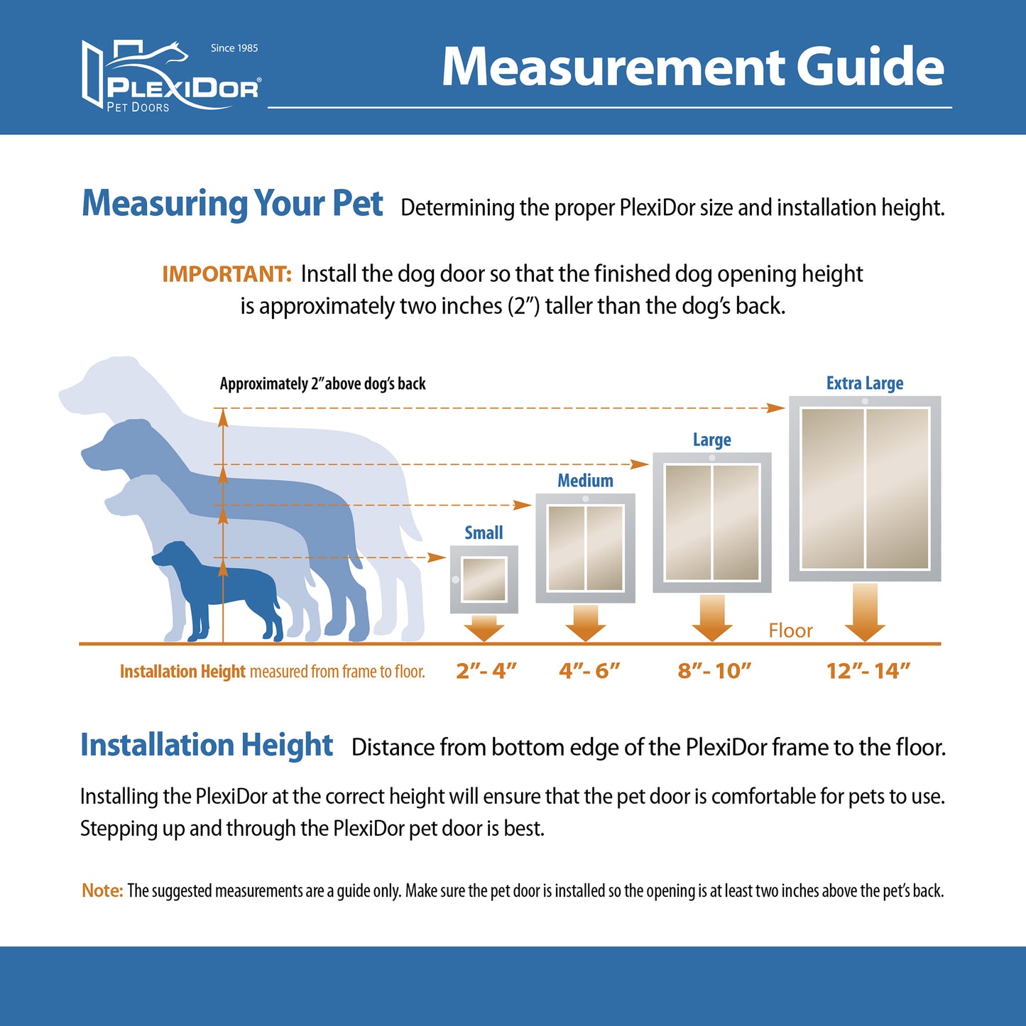 Pet Door Size Chart